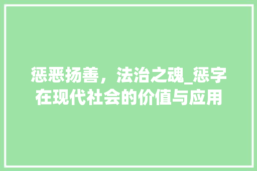 惩恶扬善，法治之魂_惩字在现代社会的价值与应用