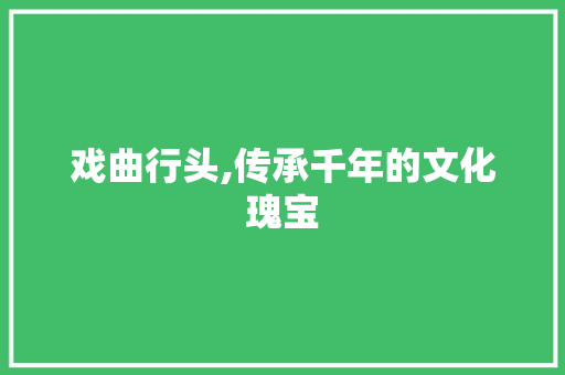 戏曲行头,传承千年的文化瑰宝 写作社区
