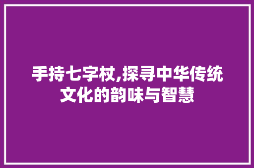 手持七字杖,探寻中华传统文化的韵味与智慧