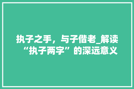 执子之手，与子偕老_解读“执子两字”的深远意义