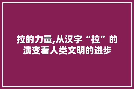 拉的力量,从汉字“拉”的演变看人类文明的进步 报告写作
