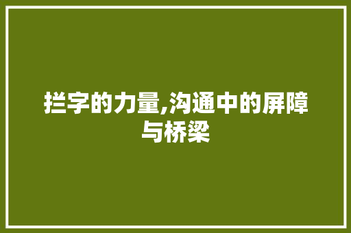 拦字的力量,沟通中的屏障与桥梁