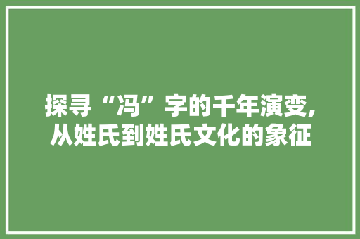 探寻“冯”字的千年演变,从姓氏到姓氏文化的象征