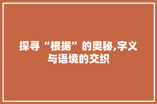探寻“根据”的奥秘,字义与语境的交织