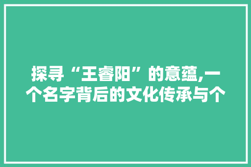 探寻“王睿阳”的意蕴,一个名字背后的文化传承与个人成长
