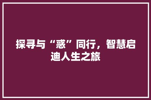 探寻与“惑”同行，智慧启迪人生之旅
