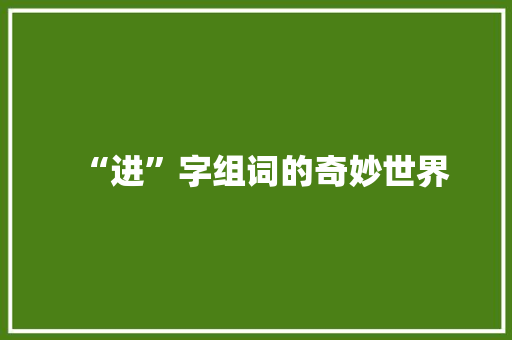 “进”字组词的奇妙世界