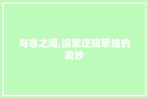 与非之间,探索逻辑思维的奥妙 诗歌创作