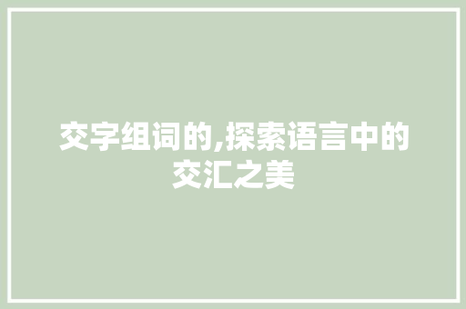 交字组词的,探索语言中的交汇之美
