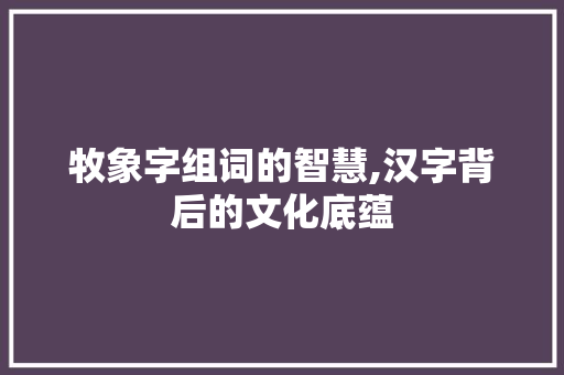 牧象字组词的智慧,汉字背后的文化底蕴