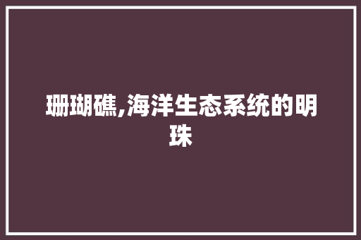 珊瑚礁,海洋生态系统的明珠