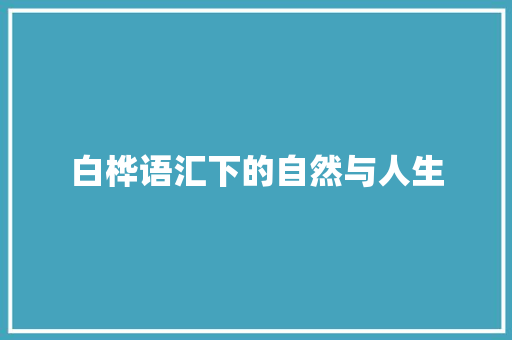 白桦语汇下的自然与人生