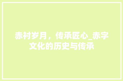赤衬岁月，传承匠心_赤字文化的历史与传承