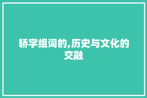 轿字组词的,历史与文化的交融