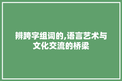 辨跨字组词的,语言艺术与文化交流的桥梁