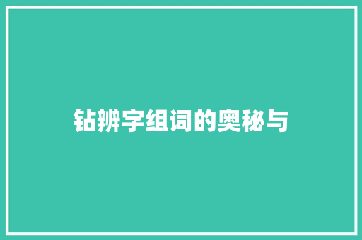 钻辨字组词的奥秘与