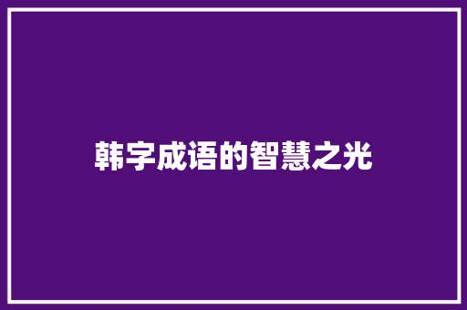 韩字成语的智慧之光