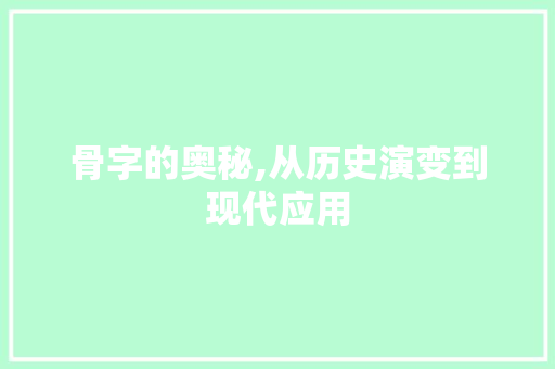 骨字的奥秘,从历史演变到现代应用
