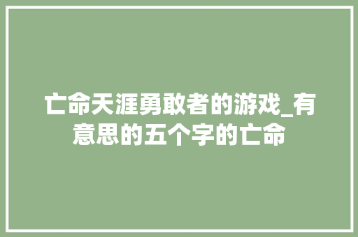 亡命天涯勇敢者的游戏_有意思的五个字的亡命