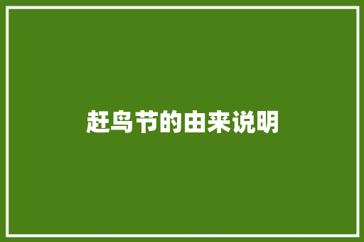 赶鸟节的由来说明 报告写作