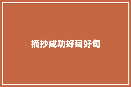 摘抄成功好词好句
