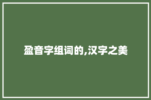盈音字组词的,汉字之美 商业文案