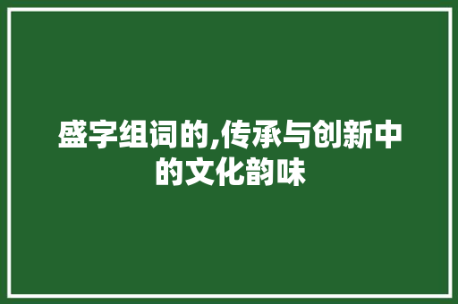 盛字组词的,传承与创新中的文化韵味