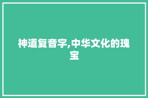 神道复音字,中华文化的瑰宝