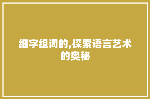 细字组词的,探索语言艺术的奥秘