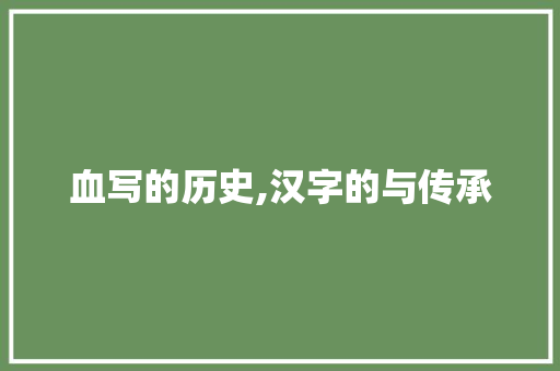 血写的历史,汉字的与传承