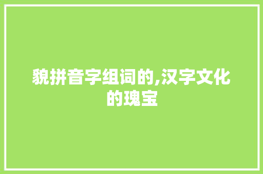 貌拼音字组词的,汉字文化的瑰宝