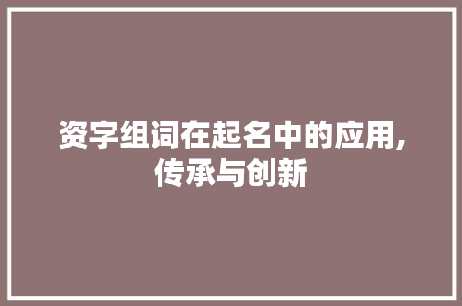 资字组词在起名中的应用,传承与创新