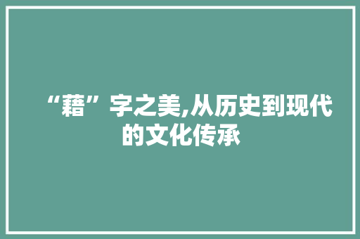 “藉”字之美,从历史到现代的文化传承 报告写作