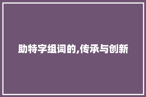 助特字组词的,传承与创新