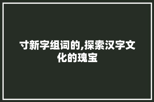 寸新字组词的,探索汉字文化的瑰宝 词汇积累