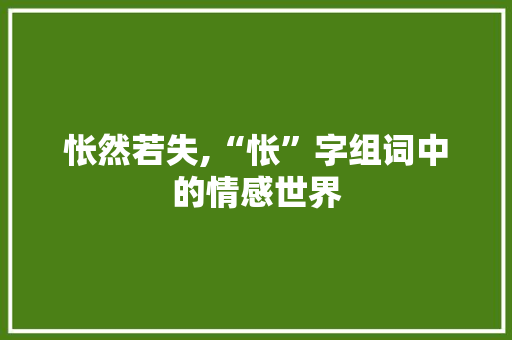 怅然若失,“怅”字组词中的情感世界 词汇积累