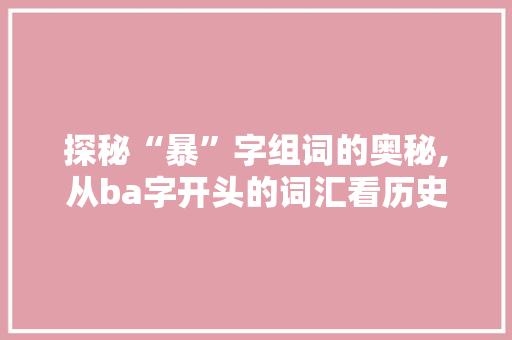 探秘“暴”字组词的奥秘,从ba字开头的词汇看历史变迁与社会现象 报告写作
