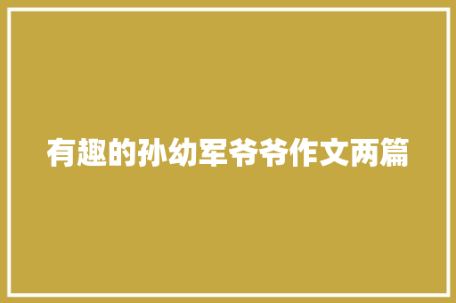 有趣的孙幼军爷爷作文两篇 范文赏析