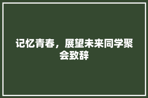 记忆青春，展望未来同学聚会致辞 写作技巧