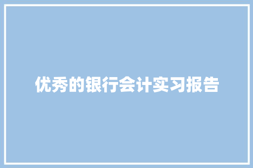 优秀的银行会计实习报告 写作素材