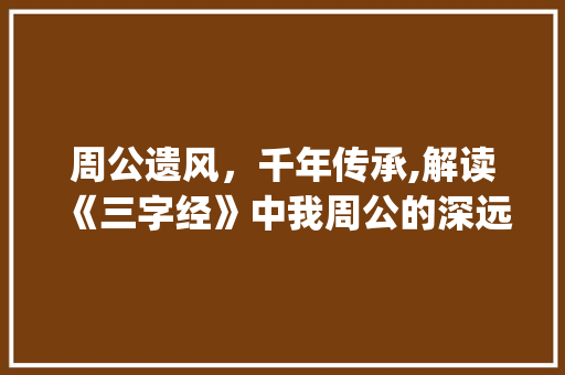 周公遗风，千年传承,解读《三字经》中我周公的深远意义_三字经我周公的意思 写作技巧