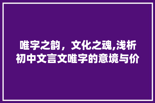 唯字之韵，文化之魂,浅析初中文言文唯字的意境与价值_初中文言文唯字的意思