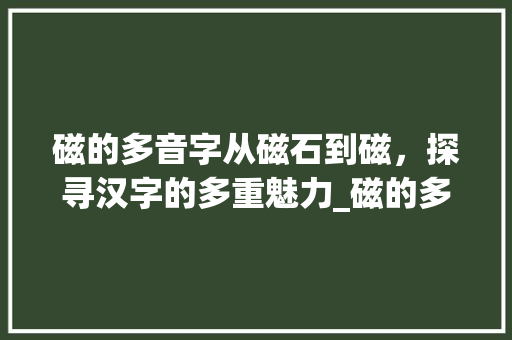磁的多音字从磁石到磁，探寻汉字的多重魅力_磁的多音字是什么意思
