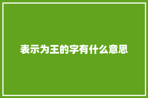 表示为王的字有什么意思
