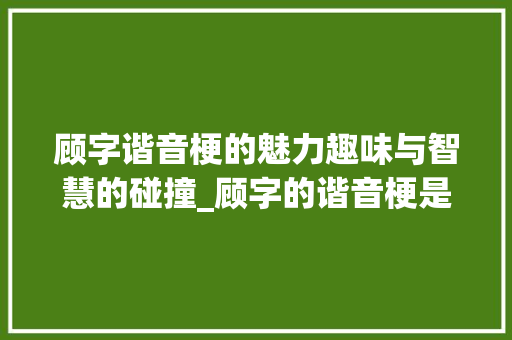 顾字谐音梗的魅力趣味与智慧的碰撞_顾字的谐音梗是什么意思
