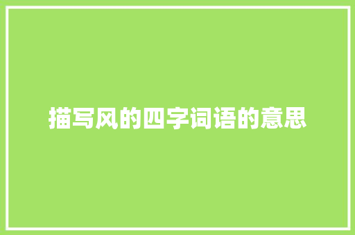 描写风的四字词语的意思