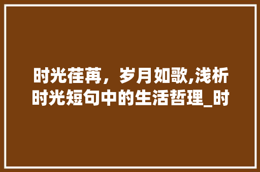时光荏苒，岁月如歌,浅析时光短句中的生活哲理_时光短句八个字的意思