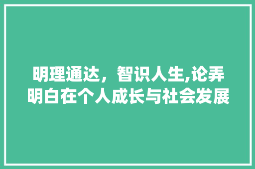明理通达，智识人生,论弄明白在个人成长与社会发展中的重要_弄明白的意思的四字词语
