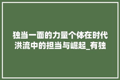 独当一面的力量个体在时代洪流中的担当与崛起_有独当一面意思的字