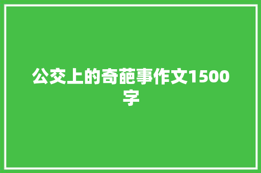 公交上的奇葩事作文1500字